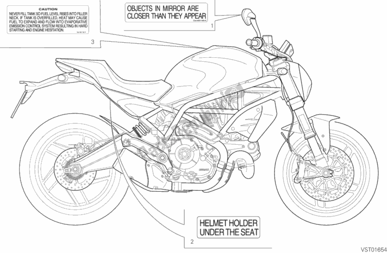 All parts for the Positioning Plates of the Ducati Monster 797 USA 2020